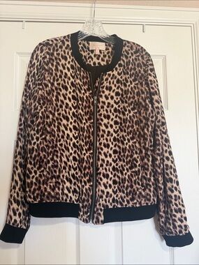 Skies Are Blue Leopard Print Bomber Jacket - Brown/Black